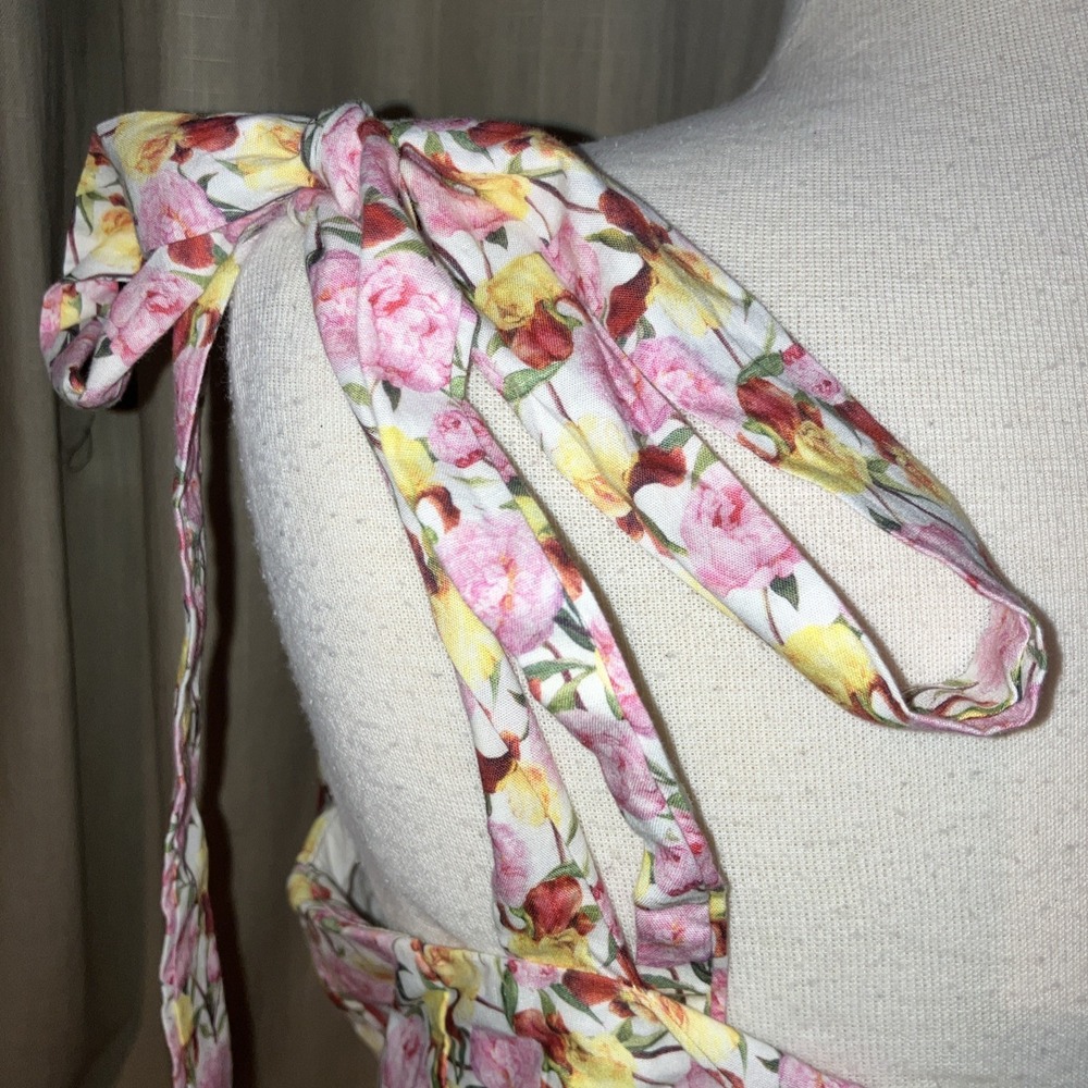 Mabel Gorgeous Floral Cut Out Mini Dress Size L White, Pink, Yellow Flowers - Picture 6 of 16